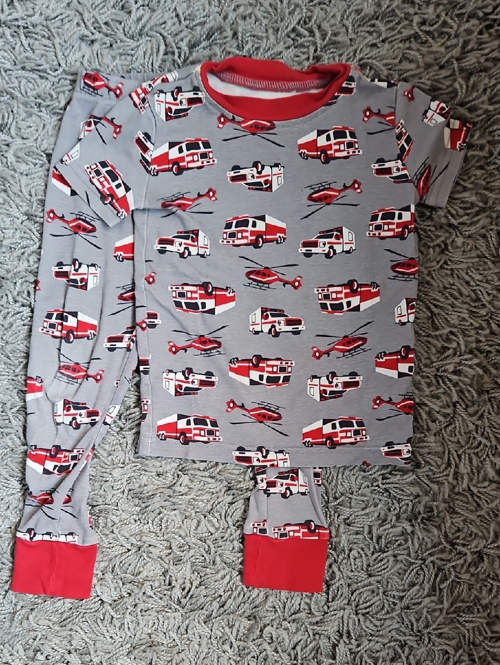 Kirkland Signature Kids Fire Rescue Pajama Set - Gray and Red